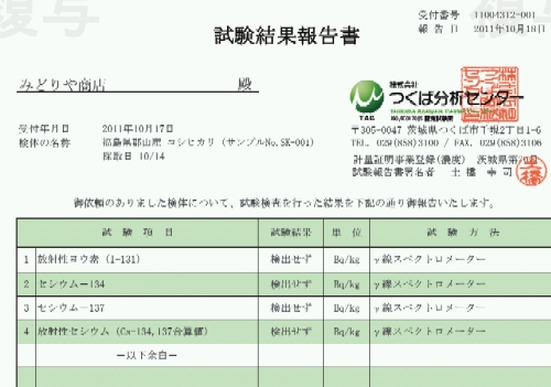 佐々木さんちのあさか舞 放射能測定値