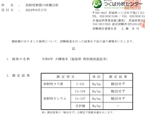 放射性物質の検査結果